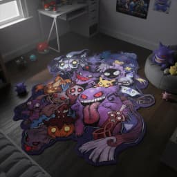 Cartoon Pokemon Dark Ghost Type Anime Rug Gengar Pikachu Kawaii Plush Carpet Gaming Room Decor Non Slip Floor Mat Otaku Gift