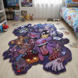 Cartoon Pokemon Dark Ghost Type Anime Rug Gengar Pikachu Kawaii Plush Carpet Gaming Room Decor Non Slip Floor Mat Otaku Gift