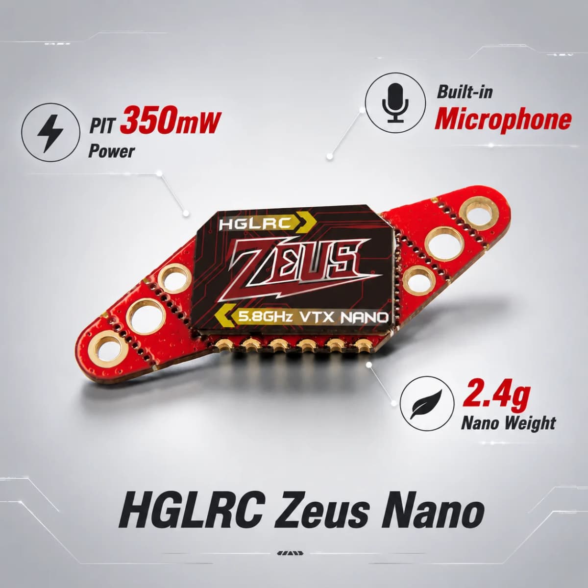 Hglrc Zeus Nano Vtx 5.8G 350Mw Video Transmitter IRC Tramp Built-In Microphone 16/20/25.5Mm Mount Original Fast Shipping