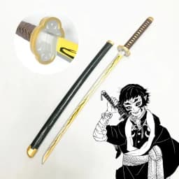 104cm Demon Slayer Kokushibo Katana Anime Kimetsu No Yaiba Cosplay Prop Ninja Real Size Japanese Katana Samurai Sword Wood Toy