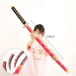 104cm Demon Slayer Kokushibo Katana Anime Kimetsu No Yaiba Cosplay Prop Ninja Real Size Japanese Katana Samurai Sword Wood Toy
