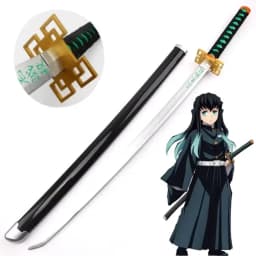 104cm Demon Slayer Kokushibo Katana Anime Kimetsu No Yaiba Cosplay Prop Ninja Real Size Japanese Katana Samurai Sword Wood Toy