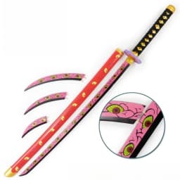 104cm Demon Slayer Kokushibo Katana Anime Kimetsu No Yaiba Cosplay Prop Ninja Real Size Japanese Katana Samurai Sword Wood Toy