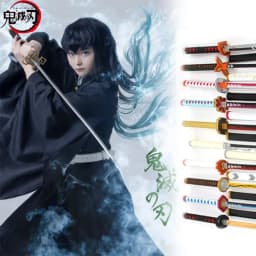 40inch Demon Slayer Katana Anime Kimetsu No Yaiba Cosplay Prop Wood Sword Real Size Japanese Katana Original Samurai Sabre Gift
