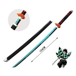 40inch Demon Slayer Katana Anime Kimetsu No Yaiba Cosplay Prop Wood Sword Real Size Japanese Katana Original Samurai Sabre Gift