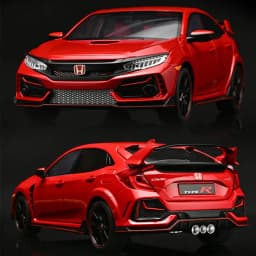 Large Size 1:18 HONDA CIVIC TYPE-R FK8 Hatchback Alloy Sports Car Model Diecasts Metal Track Racing Car Vehicles Model Kids Gift