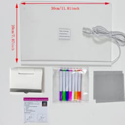 Acrylic Clear Light Up Drawing Board,Glow Erasable Memo LED Magic Board , Kids DIY Toys , with 7 Color Markers Pen and Stand