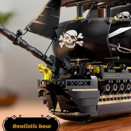 Black Sail Pirate Ship Building Blocks Set 3-Masted Vessel Sailboat Model Bricks with Double Decks Desktop Decoration Toys Gifts