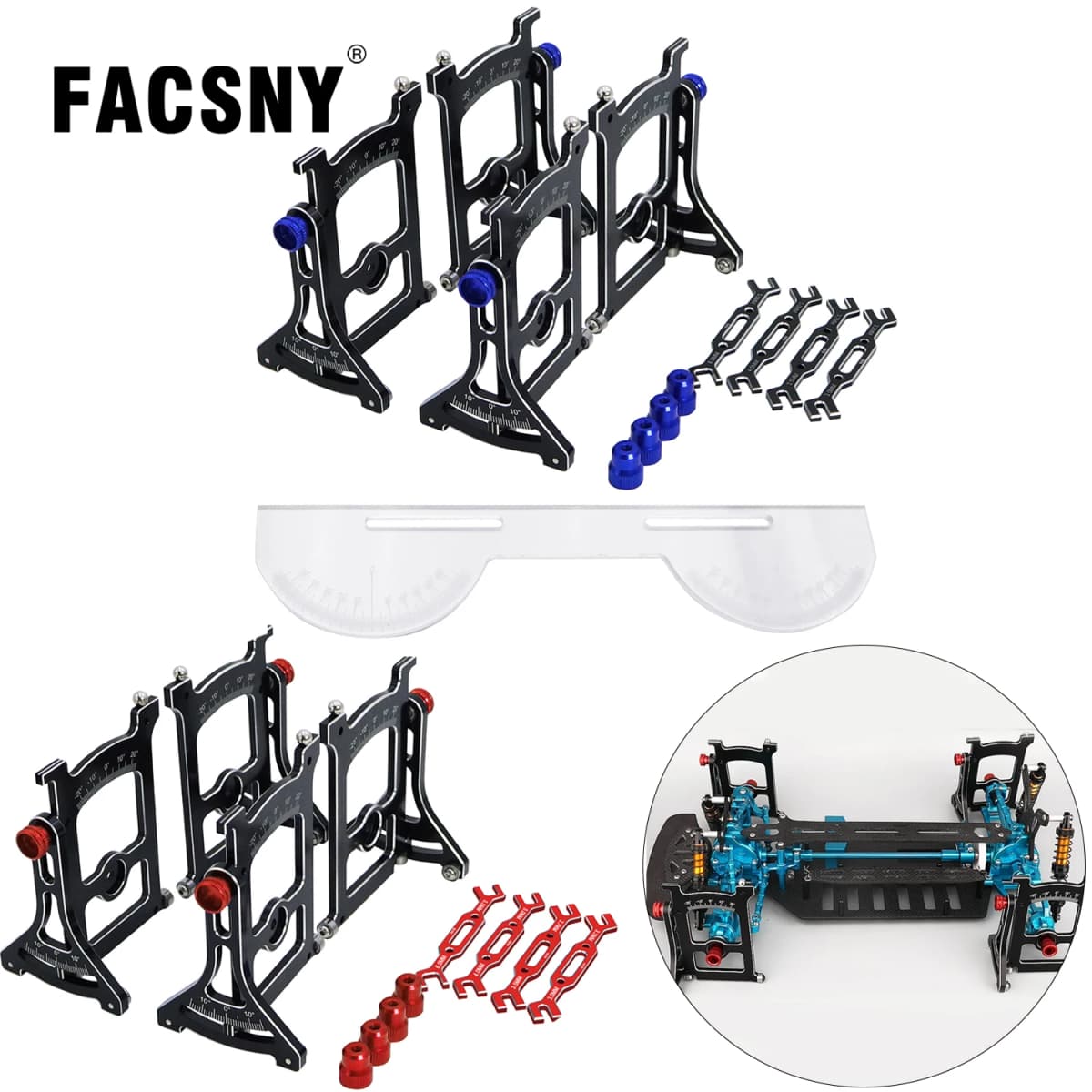 Aluminum Chassis Setup System Measuring Tool Set With Ruler Wrench For 1/10 On ROAD Axial SCX10 Capra TRX4 Yikong Upgrade