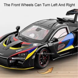 1:24 Senna GTR 720S Miniature Model Alloy Diecast Sports Car Toys Front Wheel Steering Sound Light Pull Back Boys Festival Gifts