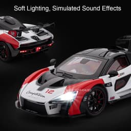 1:24 Senna GTR 720S Miniature Model Alloy Diecast Sports Car Toys Front Wheel Steering Sound Light Pull Back Boys Festival Gifts