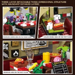 City Series MOC 1962pcs Pizza Shop Model Building Blocks DIY Pizza Restaurant Bricks Toys Gifts For Men Boy Desktop Ornament