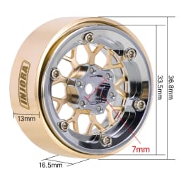 INJORA ModuWheel 1.3" Brass & Aluminum Beadlock Wheels, Negative Offset, for 1/18 1/24 RC Crawlers