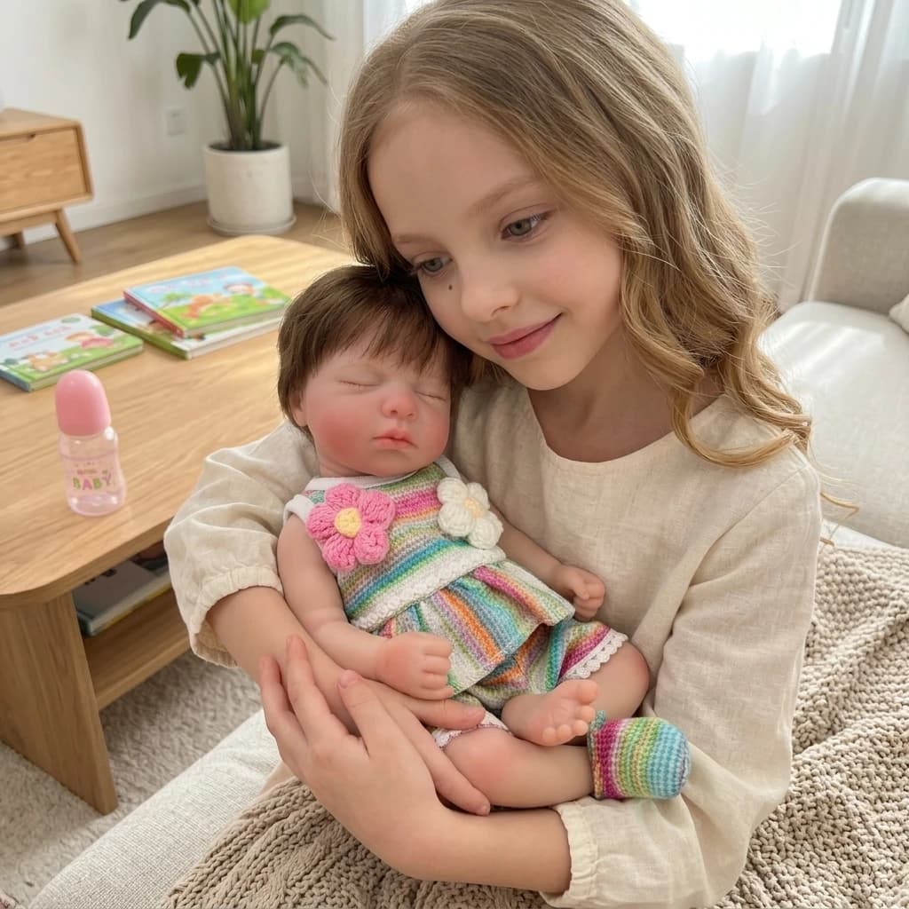 13 Inch Full Silicone Reborn Baby Doll Closed Eyes Hand Rooted Hair Lifelike Hand Painted Realistic Collectible Birthday Gift