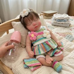 13 Inch Full Silicone Reborn Baby Doll Closed Eyes Hand Rooted Hair Lifelike Hand Painted Realistic Collectible Birthday Gift