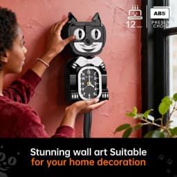 JAKI Classic Black Cat Clock Building Blocks Vintage Cartoon Brick Toy Retro Tail Wagging Desktop Decor Gift