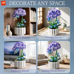 KAVOWORLD 627PCS Purple Butterfly Orchid Building Blocks Simulation Phalaenopsis Flower Pot Bricks Creative Gifts for Family