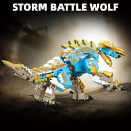 Creative 1028pcs Storm Battle Wolf Figure Building Blocks Set MOC Assembly Monster Zinogre Hunter Bricks Kit Toys For Boys Adult