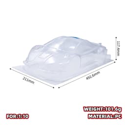 ZooRacing Wolverine ZR‑0011 1/10 Touring Car Body, 190mm Clear Polycarbonate Unpainted RC On‑Road Car Shell Replacement Parts