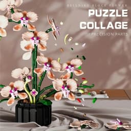 Potted Orchid Flower Building Block Set Artificial Plant Brick Model Elegant Desktop Decoration For Office Living Room Bedroom Wedding Party Romantic Valentine Anniversary Gift For Women Lovers