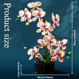 Potted Orchid Flower Building Block Set Artificial Plant Brick Model Elegant Desktop Decoration For Office Living Room Bedroom Wedding Party Romantic Valentine Anniversary Gift For Women Lovers