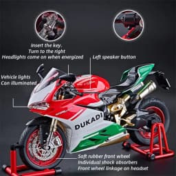 Key Start 1:9 1199 Panigale Alloy Sports Motorcycle Model Diecast Track Racing Motorcycle Model With Spray Sound Light Kids Toys