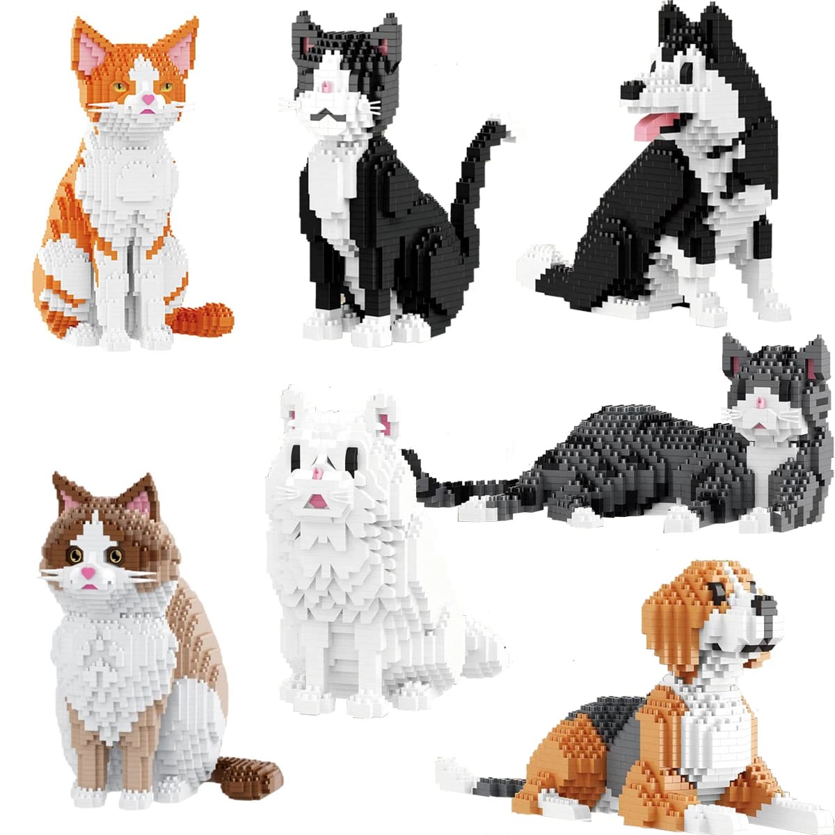 Dog Cat Micro Building Blocks Balody Animal Pets Beagle Ragdoll Tabby Cat Model Assembly Puzzle Mini Brick Figure Toy for Gift