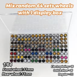 1/64Diecast Model Car Random Wheels and Hub Storage box with Rubber Tire Hobby Modified Parts Wholesale Wheels &Presentation Box