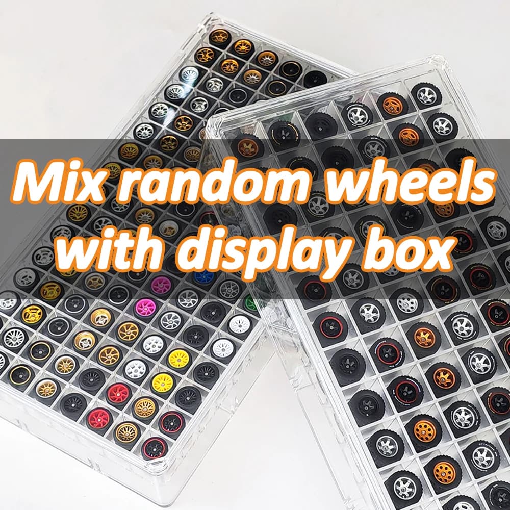 1/64Diecast Model Car Random Wheels and Hub Storage box with Rubber Tire Hobby Modified Parts Wholesale Wheels &Presentation Box