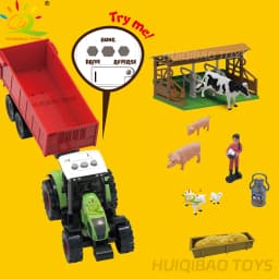 HUIQIBAO Simulation Farm Animals Barn Model Assembly Farmhouse Fence Poultry Cow Craft Play House Toys for Children Holiday Gift