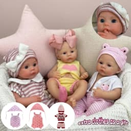 13inch Silicone Reborn Bebe Girl With 2 Sets of Outfits, Open Mouth, Waterproof, Lifelike Painted Newborn Baby Girl Toys