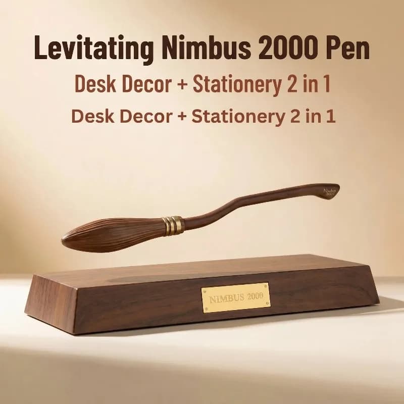 Magnetic Levitating Nimbus 2000 Broom Pen, Floating Ballpoint Pen Desk Decor Toy Gift for Wizard Fans Adults Teens