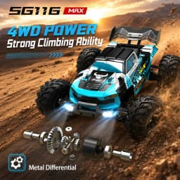ZNLYRION SG116MAX PRO 4WD RC Car 1:16 Brushless 80KM/H High Speed Off-Road Monster Truck 2.4GHz Remote Control Car with LED Light for Kids Adults