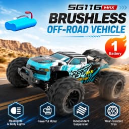 ZNLYRION SG116MAX PRO 4WD RC Car 1:16 Brushless 80KM/H High Speed Off-Road Monster Truck 2.4GHz Remote Control Car with LED Light for Kids Adults