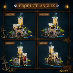 Pirate Harbour Medieval Castle Lighting Building Blocks Retro Street View Modular Assembly Model Bricks Collectible Creative Adult Gift 4975PCS