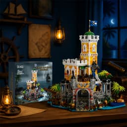 Pirate Harbour Medieval Castle Lighting Building Blocks Retro Street View Modular Assembly Model Bricks Collectible Creative Adult Gift 4975PCS