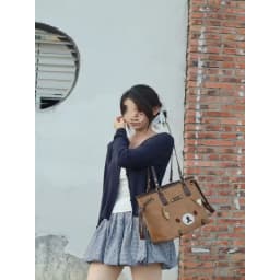 Rilakkuma suede handbag embroidered bear face large capacity shoulder handbag casual shopping bag