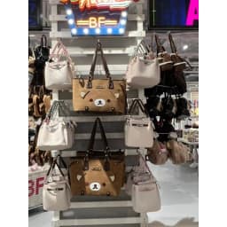 Rilakkuma suede handbag embroidered bear face large capacity shoulder handbag casual shopping bag