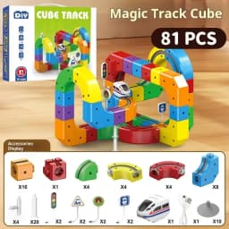 Electric Track Building Set, 100+ PCS DIY STEM Railway Model, Creative Construction Toy Gift for Kids