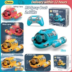 Remote-controlled Electric Boat 2.4G_Hz Waterproof Spray Light RC Electric Steam Boat Toy for Boys and Girls Kids Festival Gifts