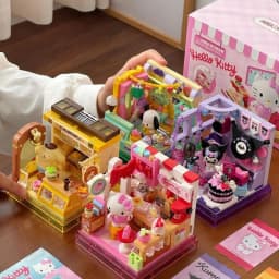 Area-X Anime Sanrio Building Blocks Mini Shop Hello Kitty Kuromi Cinnamoroll Model Decoration Surprise Toys