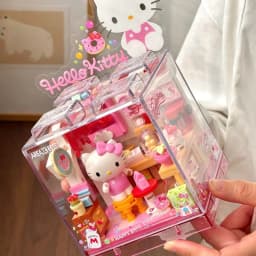 Area-X Anime Sanrio Building Blocks Mini Shop Hello Kitty Kuromi Cinnamoroll Model Decoration Surprise Toys