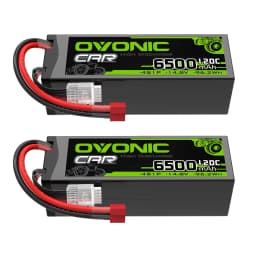 OVONIC 4s Lipo Battery 14.8V 120C 6500mAh with Deans T Plug for RC Car Truck Quadcopter Helicopter Truck Boat Plane (2 Pieces)