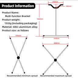 Model Airplane Display Stand Folding Aluminum Alloy Support Bracket Multi-Function Bracket for RC Model