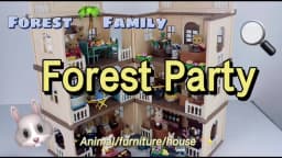 1/12 Dollhouse Furniture Family House Villa Simulate Forest Rabbit Animal Family Miniature Scene Toy Display Furniture Toy Gift