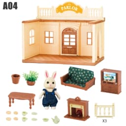 1/12 Dollhouse Furniture Family House Villa Simulate Forest Rabbit Animal Family Miniature Scene Toy Display Furniture Toy Gift