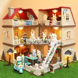 1/12 Dollhouse Furniture Family House Villa Simulate Forest Rabbit Animal Family Miniature Scene Toy Display Furniture Toy Gift