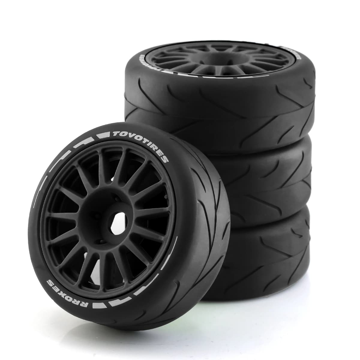 4pcs Rubber 1/8 RC On Road Car Tires and Wheels for 1:8 RC On-Road Racing Car HPI WR8 HSP Hobao ARRMA Redcat Losi Kyosho VRX