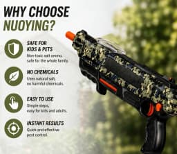 NUOYING Salt Power Gun – Non-Toxic Fly & Insect Killer, Salt Shooting Bug Blaster, Safe Pest Control for Home & Garden (14+)