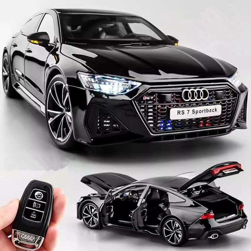 1:18 Key Remote Control Version AUDI RS7 Alloy Sports Car Model Diecast Metal Racing Vehicle Car Model Sound Light Kids Toy Gift
